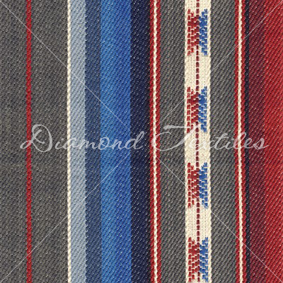 grey, blue, red striped home deco fabrics